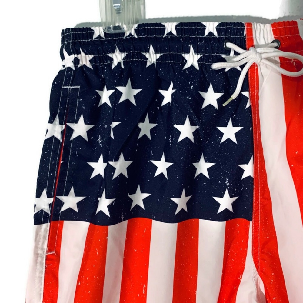 USA Flag Swim Trunks Men’s Medium Patriotic 4th Of July Beach Shorts NWT - Picture 4 of 14